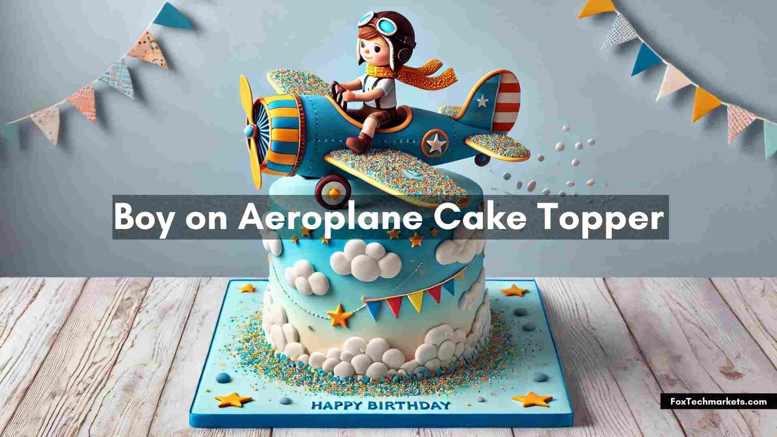 Boy on Aeroplane Cake Topper